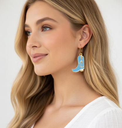 BLUE BOOTS HOOK EARRINGS