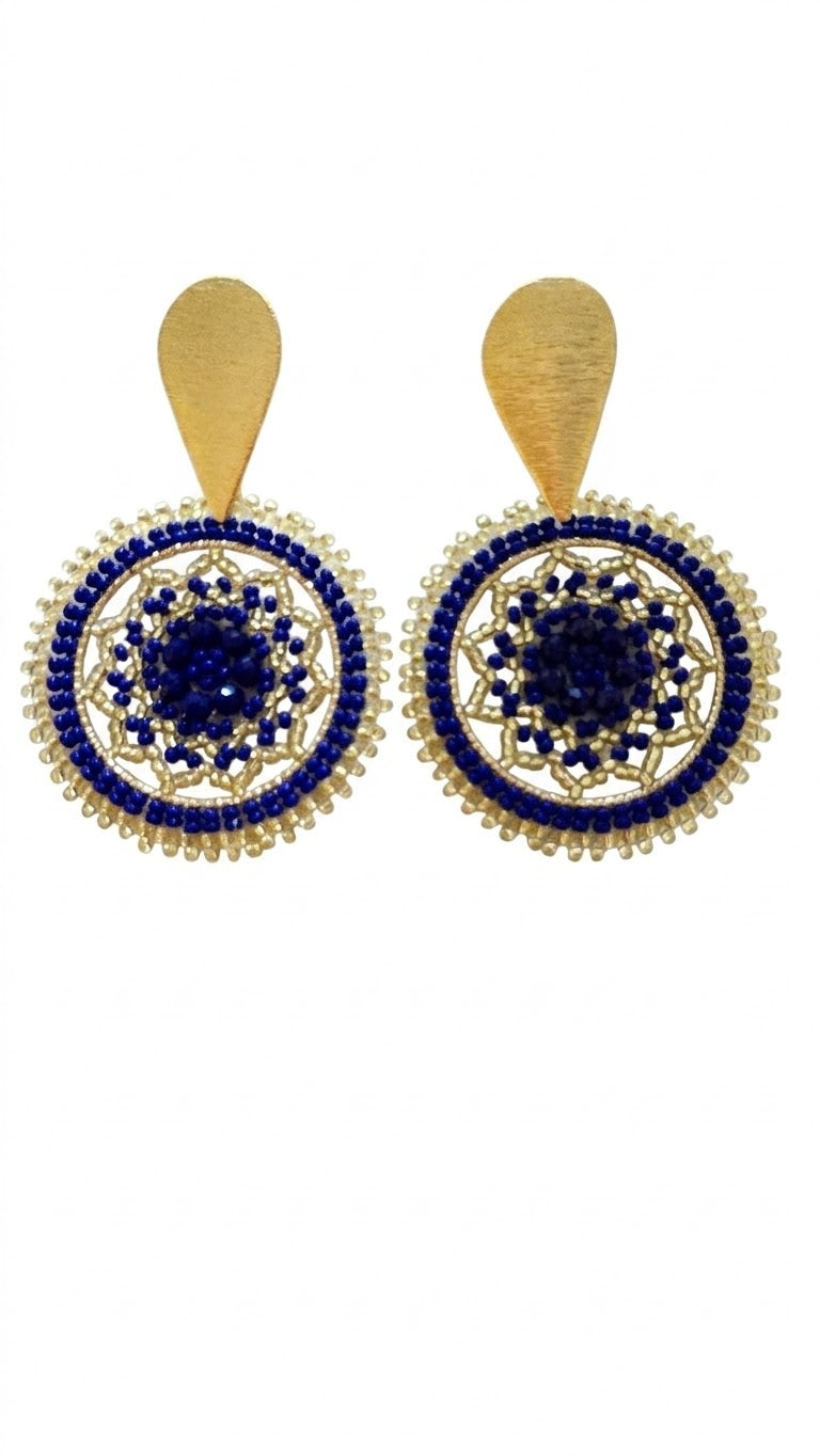 COBALT MOSAIC BEADED EARRINGS