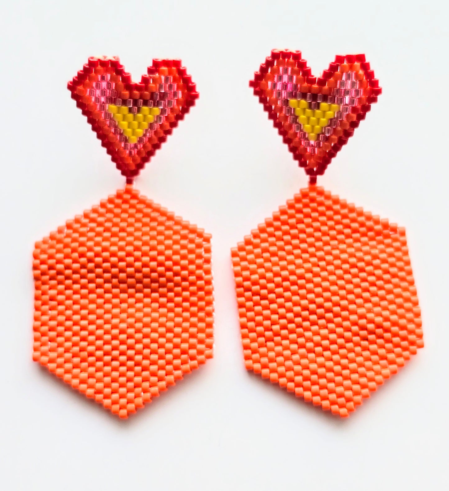 ORANGE HEARTS EARRINGS
