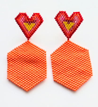 ORANGE HEARTS EARRINGS