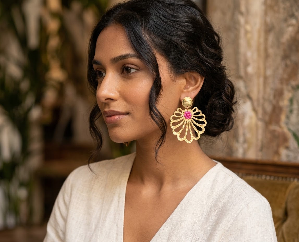 FIORELLA HOT PINK BEADED EARRINGS