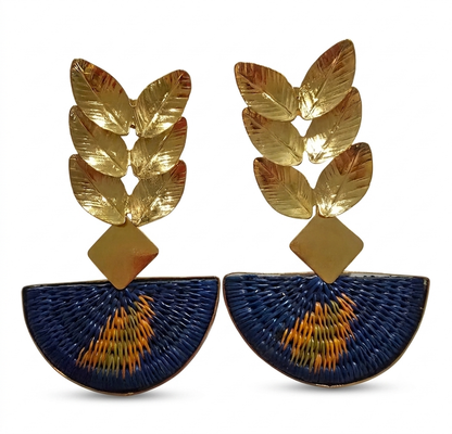 PARADISE 3 LEAFS BLUE EARRINGS