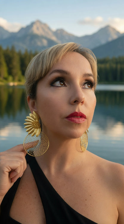 DHALIA DOUBLE GOLD EARRINGS