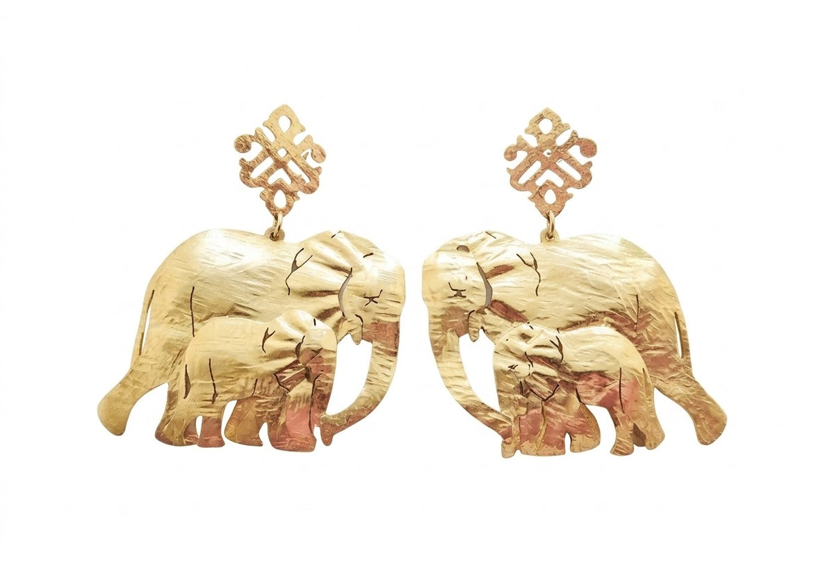 MAMA & BABY ELEPHANTS GOLD EARRINGS