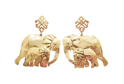 MAMA & BABY ELEPHANTS GOLD EARRINGS