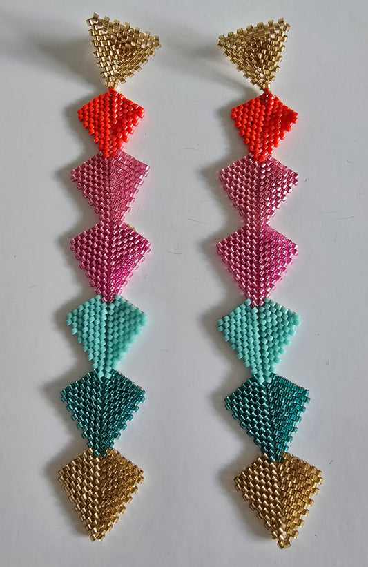 COLORFUL DIAMOND MIYUKI EARRINGS