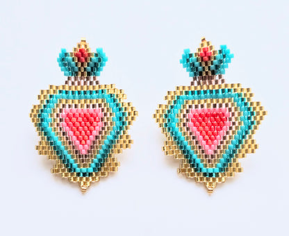 SACRED HEART MIYUKI BEADED EARRINGS