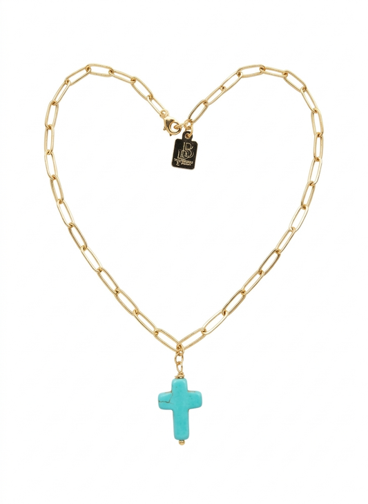 TURQUOISE CROSS NECKLACE