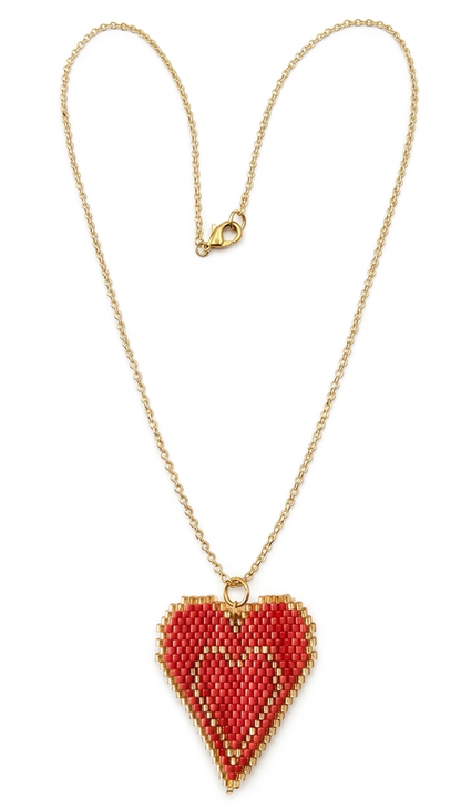 RED HEART MIYUKI NECKLACE