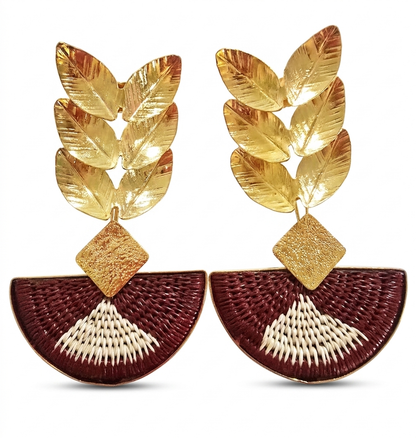 PARADISE 3 LEAFS BROWN EARRINGS