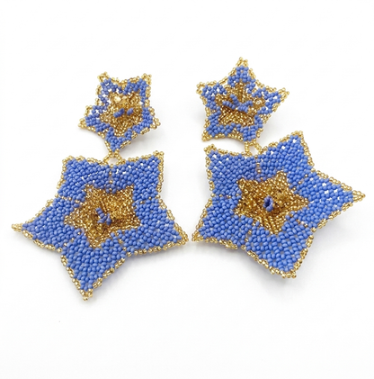CELESTIAL BLUE STAR BEADED EARRINGS