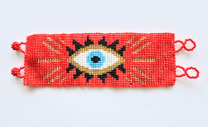 RED BEADED EYE BRACELET