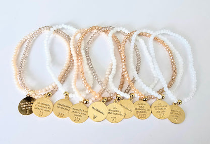 10 COMMANDMENTS BRACELET BEIGE AND WHITE  SET