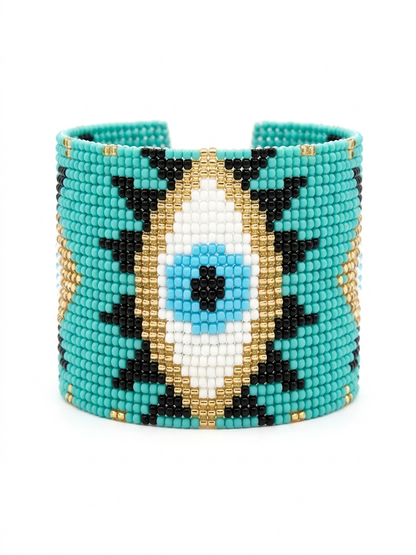EYE TEAL BEADED BRACELET