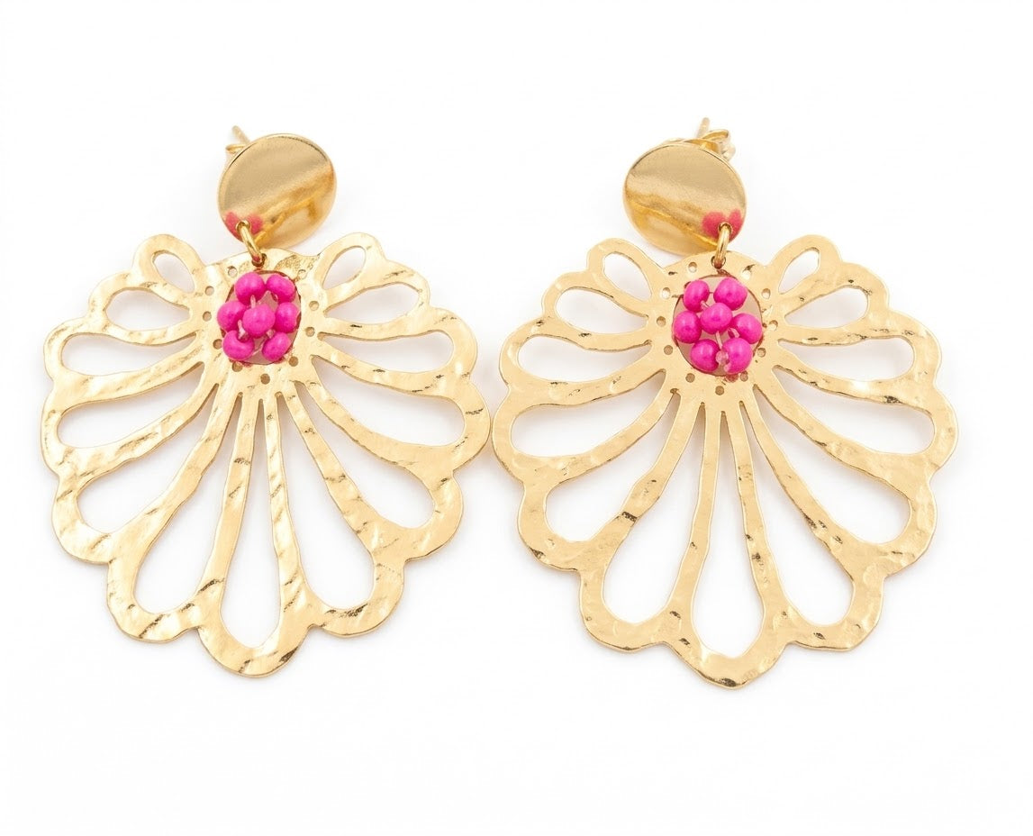 FIORELLA HOT PINK BEADED EARRINGS