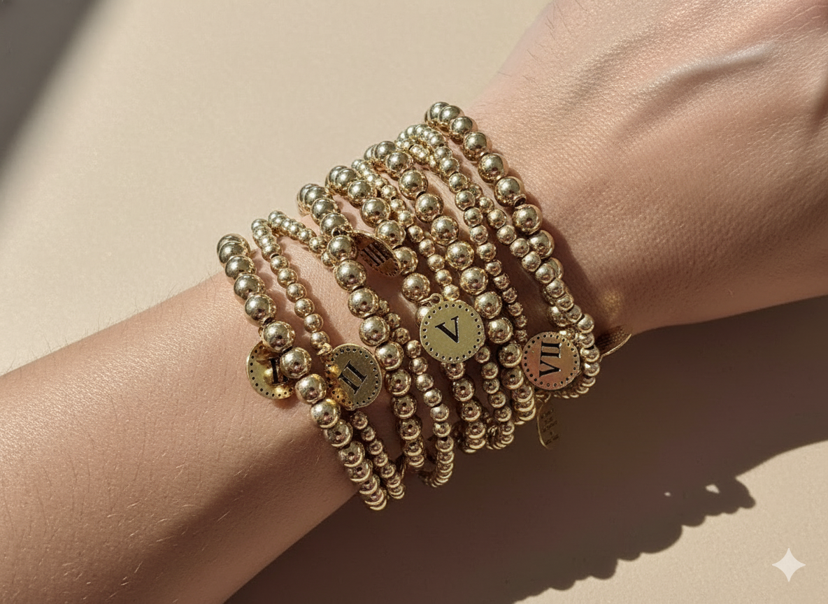 10 COMMANDMENTS GOLD BEADS BRACELETS