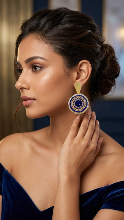COBALT MOSAIC BEADED EARRINGS