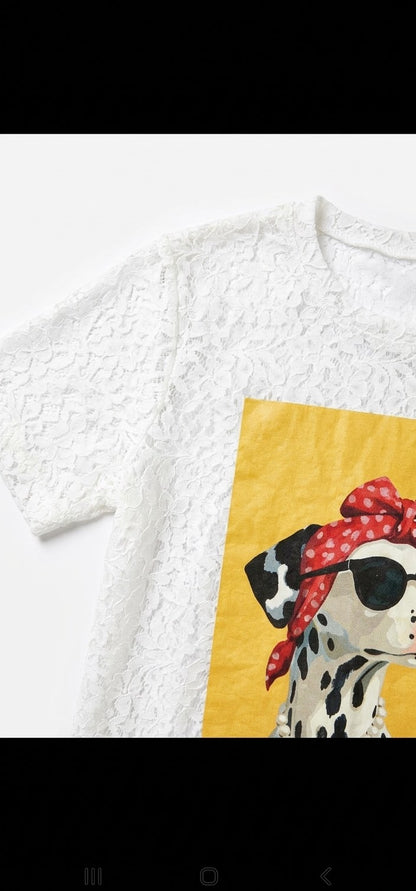 WHITE DOGGIE BLOUSE