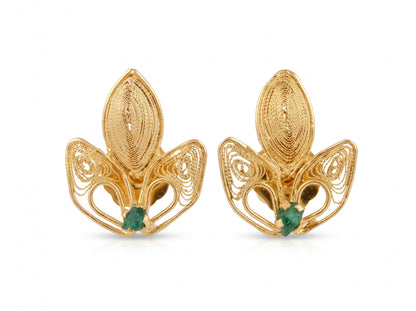 LOTUS FLOWER EMERALD STUDS