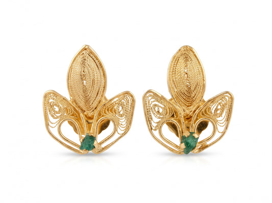 LOTUS FLOWER EMERALD STUDS