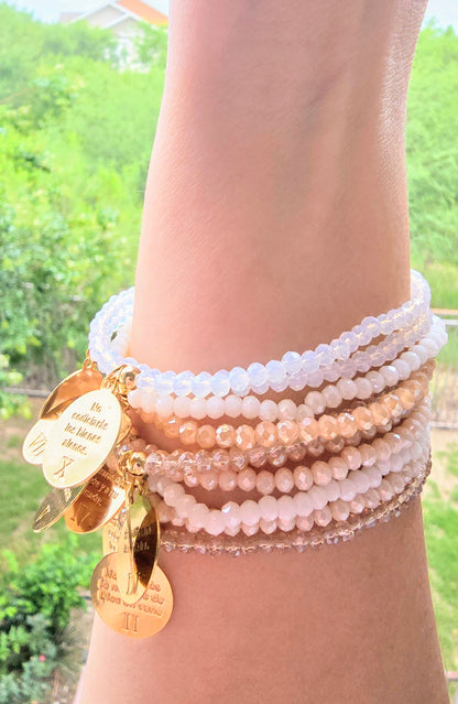 10 COMMANDMENTS BRACELET BEIGE AND WHITE  SET
