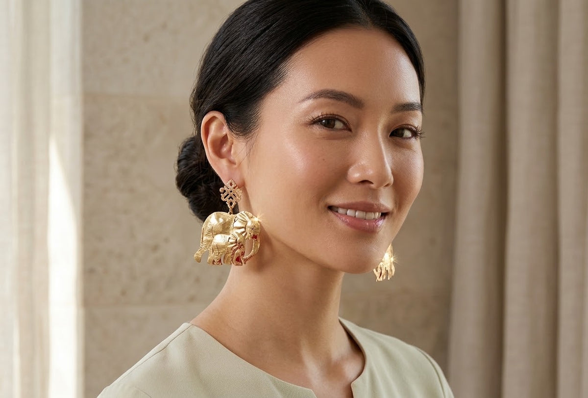 MAMA & BABY ELEPHANTS GOLD EARRINGS