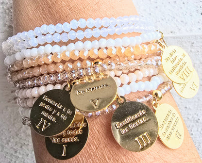 10 COMMANDMENTS BRACELET BEIGE AND WHITE  SET