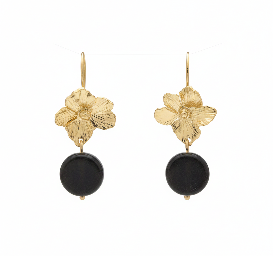 BLACK FLOWERS HOOK EARRINGS
