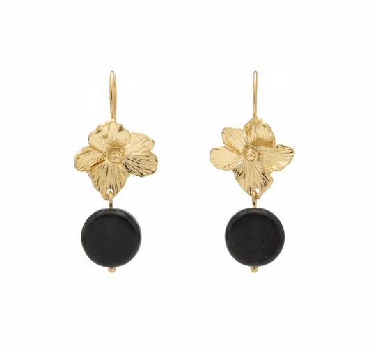 BLACK FLOWERS HOOK EARRINGS